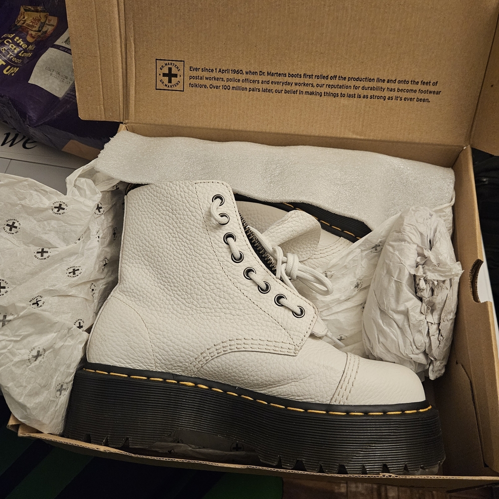 Dr. Martens White Platform Boots